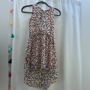 H&M kids half long half short pink dress with black hearts